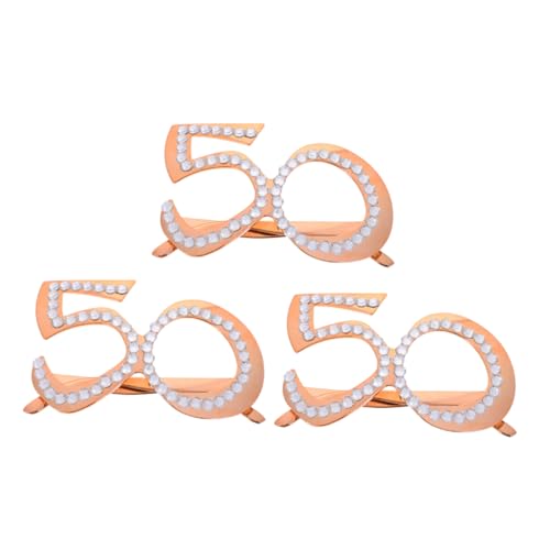 ULDIGI 3 Stück Teiliges Geburtstagsbrillen in Roségold Dekorative Partybrille aus Leichtem Wiederverwendbarem Material Requisite für Jubiläen und Feierlichkeiten ULDIGI 3 Stück Teiliges Geburtstagsbrillen in Roségold Dekorative Partybrille aus Leichtem Wiederverwendbarem Material Requisite für Jubiläen und Feierlichkeiten von ULDIGI