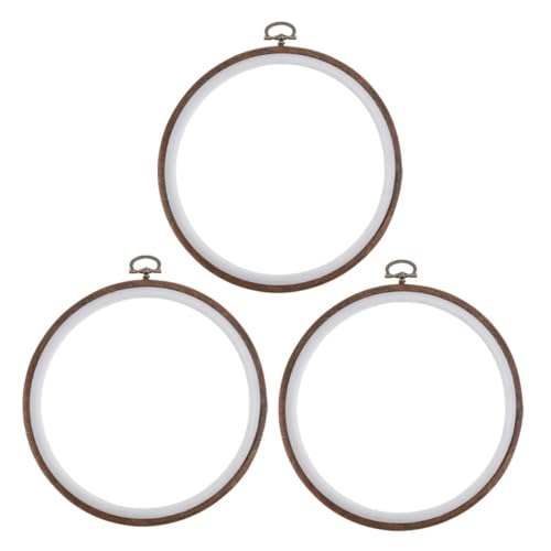 ULDIGI 3 Stück Teiliges Innendurchmesser Vintage Kunststoff Stickring Imitat Holz für DIY Kreuzstich Rundrahmen zum Nähen und Basteln für Anfänger und Profis von ULDIGI