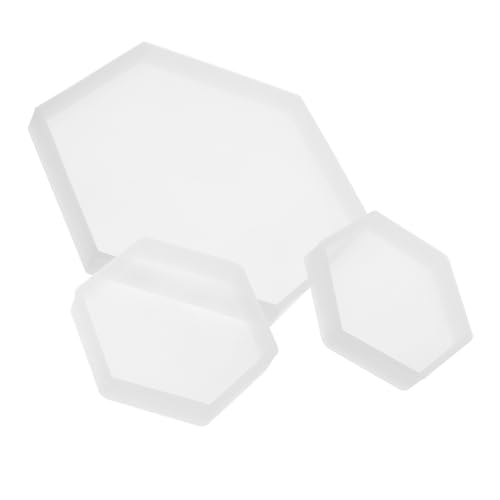 ULDIGI 3 Stück Teiliges Silikon Hexagon Gießform Transparent Flexibel Langlebig Reißfest Wiederverwendbar für Epoxidharz Schmuckherstellung DIY Bastelprojekte Großes Kleine Sechseckige von ULDIGI