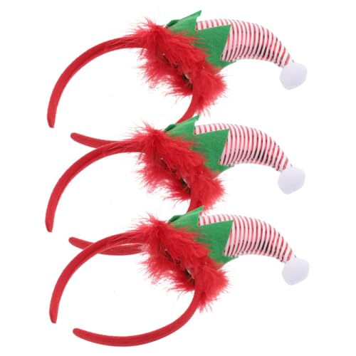 ULDIGI 3 Stück Weihnachtlicher Haarreif mit Elf-design Fest Sitzender Kopfschmuck für Party und Fasching Reizvolle Wichtelmützen-optik für Erwachsene von ULDIGI