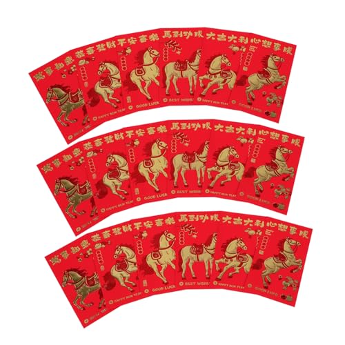 ULDIGI 30 Stück Chinesische Neujahrs Glücksgeldumschläge mit Pferde Jahreszeichen Geprägte Rote Umschläge für Lunar Year Robust Reißfest Traditionell für Hochzeit und Frühlingsfest von ULDIGI