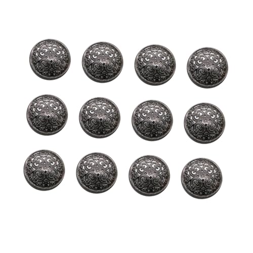 ULDIGI 30 Stück Metallknöpfe mit Hohlraum-design Stilvolle Metall-druckknöpfe für DIY Nähen Robuste Knöpfe für Mäntel Jacken Pullover Schwarze Schnellverschlüsse Vintage Look von ULDIGI