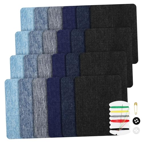 ULDIGI 30 Stück Teiliges Baumwoll Bügelflicken Jeans Patches zum Aufbügeln für Reparatur und Modische Textilrestauration Vielseitig für Kleidung Wie Jeans Hemden und Röcke von ULDIGI