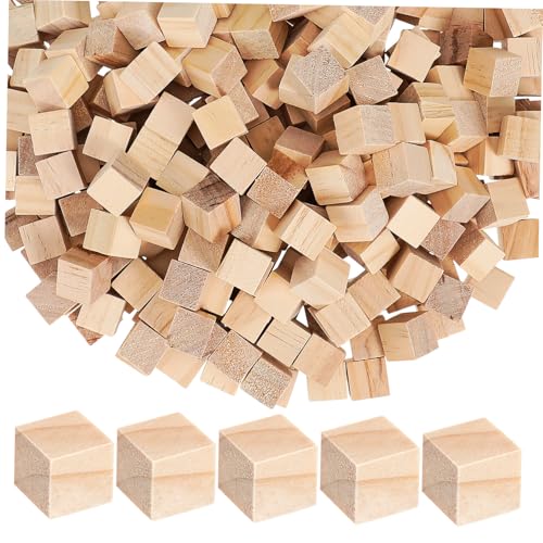 ULDIGI 300Stücke Unbehandelte Holzwürfel Blanko Holzklötze für Bastelprojekte DIY Holzbausteine Glatte Oberfläche Vielseitige Formen für Dekoration und Kreativität von ULDIGI