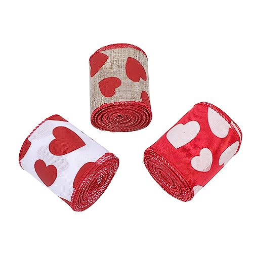 ULDIGI 3Stücke Herzförmiges Geschenkverpackungsband Dekoratives Farbband für Valentinstag und Weihnachten Yards DIY Bastelmaterial mit Romantischen Mustern für ULDIGI 3Stücke Herzförmiges Geschenkverpackungsband Dekoratives Farbband für Valentinstag und Weihnachten Yards DIY Bastelmaterial mit Romantischen Mustern für von ULDIGI