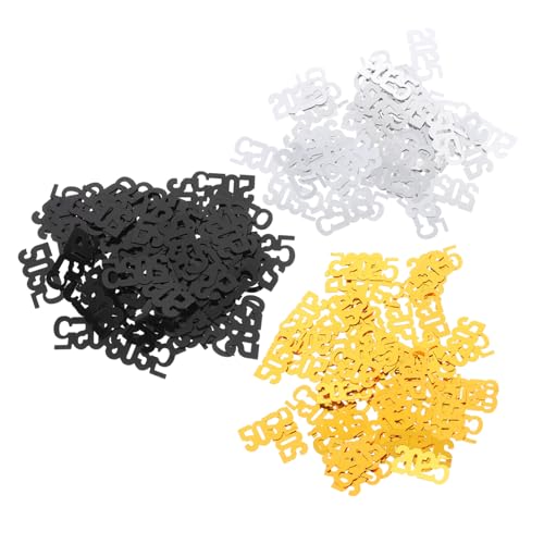 ULDIGI 3er Pack Neujahrs Konfetti Schwarz Gold Silber Glänzende Tischdeko mit Reflektierender Oberfläche Vielseitig für Silvester Abschlussfeier Party Dekoration Langlebig und von ULDIGI