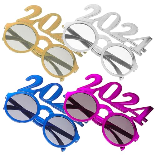 ULDIGI 4 Stk. Partybrillen Lustige Plastik Sonnenbrillen in Gold Silber Blau und Rosarot für Festivals und Feiern Spaßige Brillen als Foto Requisiten und Party Accessoires ULDIGI 4 Stk. Partybrillen Lustige Plastik Sonnenbrillen in Gold Silber Blau und Rosarot für Festivals und Feiern Spaßige Brillen als Foto Requisiten und Party Accessoires von ULDIGI