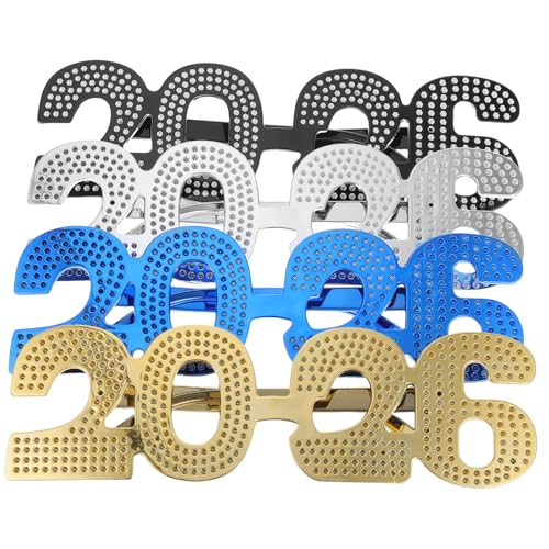ULDIGI 4 Stück „happy New Year“-brillen – Glitzernde Nummer 2026, Abschlussbrillen Für Abschlussfeiern – Kinder Und Erwachsene, Festival- Und Abschlussballkostüm, Lustige ULDIGI 4 Stück „happy New Year“-brillen – Glitzernde Nummer 2026, Abschlussbrillen Für Abschlussfeiern – Kinder Und Erwachsene, Festival- Und Abschlussballkostüm, Lustige von ULDIGI