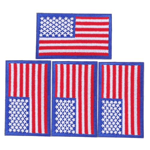 ULDIGI 4 Stück Amerikanische Flagge Aufnäher Bestickte Klett patches Patriotisches Abzeichen für Kleidung Rucksack Jacke Mütze Einfach Anbringbar Detaillierte Stickerei Vielseitig von ULDIGI