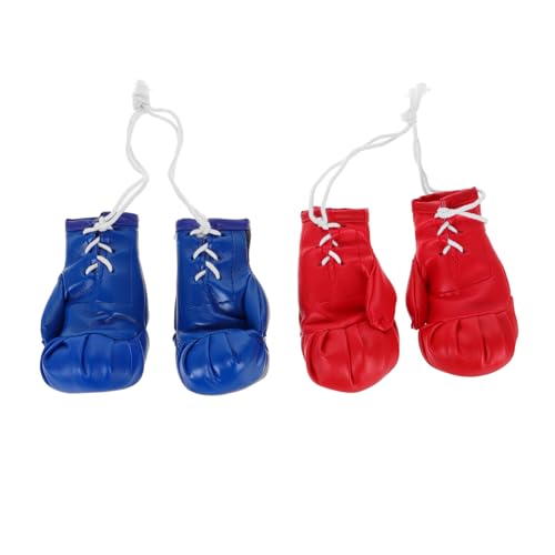 ULDIGI 4 Stück Teiliges Mini Boxhandschuhe Rot Blau Realistische Miniatur Box accessoires Autospiegel Anhänger Dekorative Schlüsselanhänger als Geschenk und Partydeko von ULDIGI