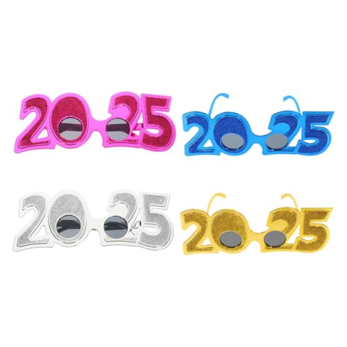 ULDIGI 4 Stück Teiliges Neujahrsbrillen aus Langlebigem Pc-material Bunte Lustige Partybrille als Fotorequisite für Silvester Geburtstags Festfeiern Auffällige Scherzbrillen für ULDIGI 4 Stück Teiliges Neujahrsbrillen aus Langlebigem Pc-material Bunte Lustige Partybrille als Fotorequisite für Silvester Geburtstags Festfeiern Auffällige Scherzbrillen für von ULDIGI