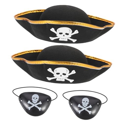 ULDIGI 4 Stück Teiliges Piraten-kostümset für Leichtem Piratenhut und Augenklappe Geeignet für Halloween Karneval Cosplay und Bühnenauftritte Festliches Piraten-accessoire von ULDIGI