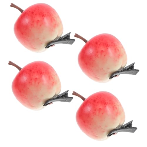 ULDIGI 4 Stück Teiliges Realistische Apfel Haarspangen mit Dreidimensionalem Design Auffällige Haarklammern für Frauen und Mädchen Modische Styling accessoires für Partys und Alltag von ULDIGI
