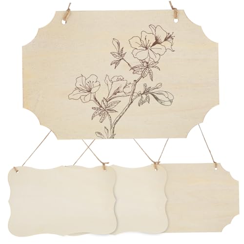 ULDIGI 4 Stück Unlackierte Holztafeln mit Vorgebohrten Löchern Vielseitige Hängende Holzdeko Blanke Holzschilder zum Basteln Türschilder Rustikale Wanddekoration für DIY Malerei und ULDIGI 4 Stück Unlackierte Holztafeln mit Vorgebohrten Löchern Vielseitige Hängende Holzdeko Blanke Holzschilder zum Basteln Türschilder Rustikale Wanddekoration für DIY Malerei und von ULDIGI