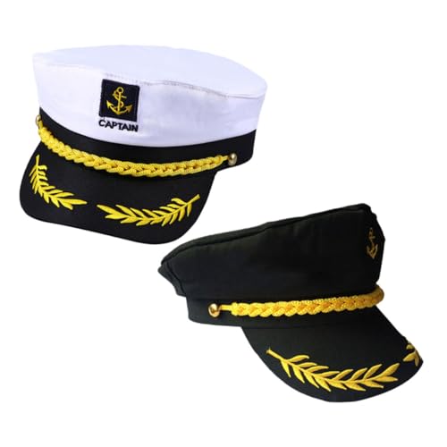 ULDIGI 4 Stück Verstellbare Matrosenmütze Zweifarbig Atmungsaktive Kapitänsmütze mit Sonnenschutz für Hochzeit Mottoparty Cosplay Yacht Thema Outdoor von ULDIGI
