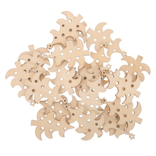 ULDIGI 40 Stück Holzbaumformen Dekor Unlackierte Rohlinge Holzspäne Kleiner Holzbaum Unlackiertes Holzhandwerk Unlackierter Holzbaum Holzfarbe Basteln Holzbaumschmuck von ULDIGI