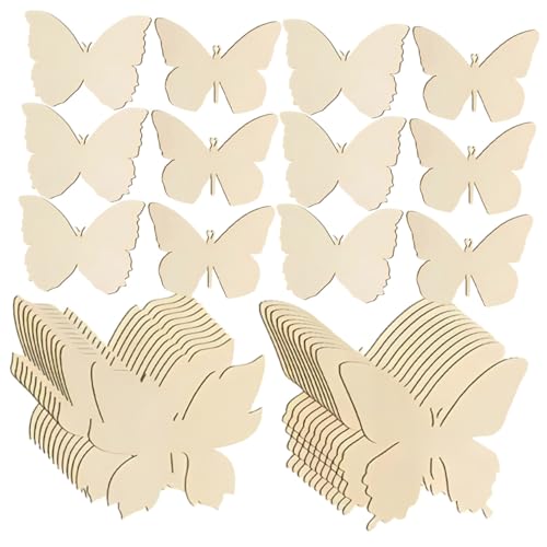 ULDIGI 48 Stück Teiliges Holz Schmetterling zum Bemalen Natürliche DIY Bastelholzornamente Tragbare Holzplatten für Kreative Dekorationen und Handgefertigte Wohnraumgestaltung ULDIGI 48 Stück Teiliges Holz Schmetterling zum Bemalen Natürliche DIY Bastelholzornamente Tragbare Holzplatten für Kreative Dekorationen und Handgefertigte Wohnraumgestaltung von ULDIGI