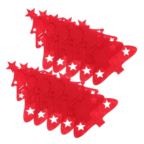 ULDIGI 48 Stück Teiliges Weihnachtsbesteck Filz Rote Bestecktaschen in Weihnachtsbaum-Form Stilvolle Besteckhalter für Festliche Tischdekoration für Große Familienfeiern und von ULDIGI