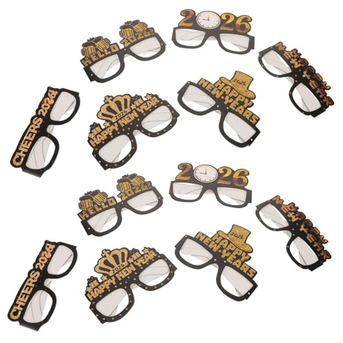 ULDIGI 5 Sätze Silvester Partybrillen Glitzernde Papierbrillen für Neujahrsfeier Foto Requisiten Happy Year Eyewear für Festliche Stimmung und Gruppenverteilung von ULDIGI