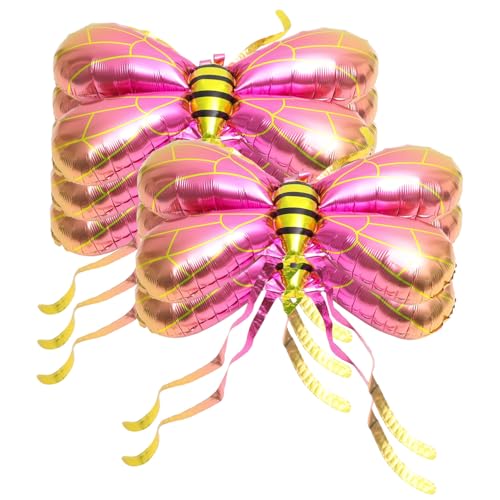 ULDIGI 5 Stück Bienenflügelballon Inflator Bienenballons Mini-ballon-kuchenaufleger Ballonblasmaschine Boom Spiral- Ballonstraußständer Ballonkette Kostümflügelballon Rosa Aluminiumfolie von ULDIGI
