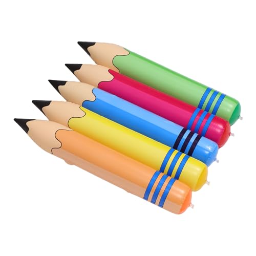 ULDIGI 5 Stück Teiliges Aufblasbares Riesenbleistift aus Kindersicherem PVC Vielseitige Dekoration für Geburtstag Kindergartenunterricht und Schulanfang Leicht Tragbar und Vielseitig von ULDIGI