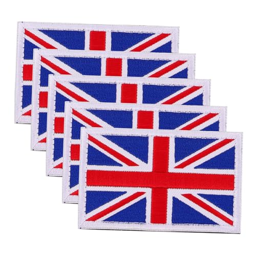 ULDIGI 5 Stück Uk Flagge Für Accessoires Uk Flaggen Hakenapplikationen Uk Flagge Für Mäntel Gestickte Aufnäher Mit Kleidung von ULDIGI