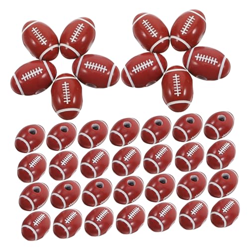 ULDIGI 50 Pcs Acryl Rugby Perlen Sportthema Lose Perlen Amerikanische Fußball -abstandshalterperlen Für DIY -armband Halskette Ohrring Schlüsselbund Schmuckhandwerk Machen von ULDIGI