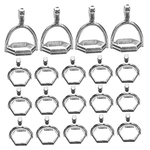 ULDIGI 50 Stück Hexagon-säulen-anhänger Halskettenanschluss Armbänder Sechskant-rahmenverbinder Perlen Für Schmuckhersteller Charms Für Armband Halskettenzauber Ringe Silver Legierung von ULDIGI
