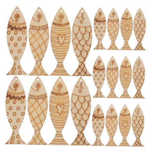 ULDIGI 50 Stück Teiliges Holz-fischanhänger zum Bemalen Mediterrane Diy-fischform zum Basteln Kreative Holz Deko für Küsten Party Zimmerdekoration von ULDIGI