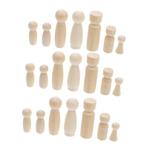 ULDIGI 50 Stück Unvollendete Holzfiguren Set zum Bemalen DIY Holzpuppen Bastelset für Unbemalte Holzklötzchen zum Kreativen Gestalten und Dekorieren Pädagogisches Holzspielzeug Zubehör von ULDIGI