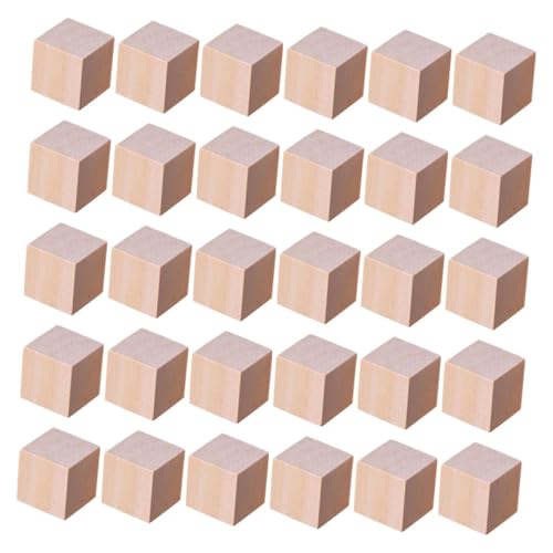 ULDIGI 50Stücke Unvollendete Holzblöcke für DIY Projekte Quadratische Unlackierte Holzwürfel für Kunsthandwerk Montessori Spiele und Bildungsaktivitäten von ULDIGI