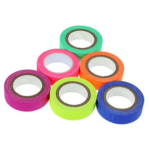 ULDIGI 6 Rollen Fluoreszierendes Klebeband Neon Stoffband Selbstklebend Leuchtet UV Schwarzlicht Vielseitig Einsetzbar für Dekorationen und Markierungen von ULDIGI