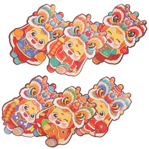ULDIGI 6 Stück Chinesische Rote Umschläge Jahr Des Drachen Traditionelle Geld-taschen Frühlingsfest mit Farbigem Druck und Langlebigem Karton für Geldgeschenke und Dekoration von ULDIGI
