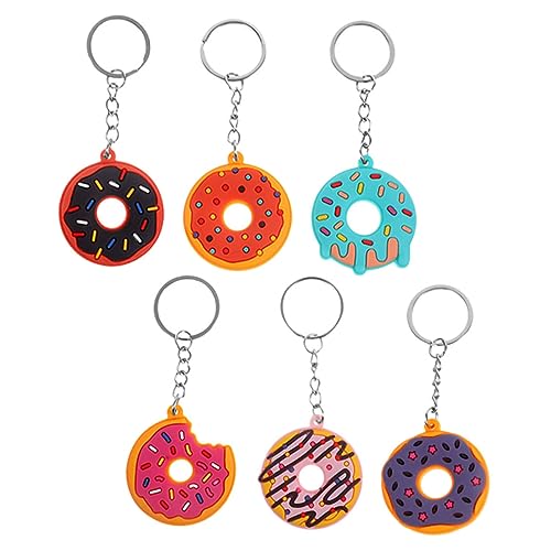 ULDIGI 6 Stück Donut Schlüsselanhänger aus Weichem PVC Leichte Kreative Anhänger in Donut form Farbenfrohe Taschen Rucksackhänger Dekorative Langlebige Schlüsselringe für Mädchen und von ULDIGI