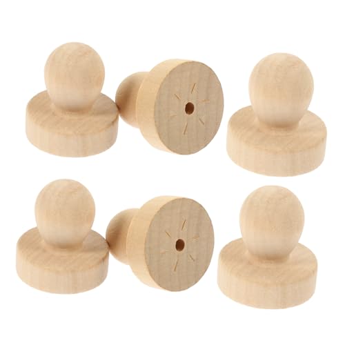 ULDIGI 6 Stück Runde Holzstempelgriffe Ersatzgriffe aus Massivem Holz für Wachssiegel Einfach zu Wechseln Komfortabel und Langlebig Retrofarbene DIY Stempelzubehör von ULDIGI