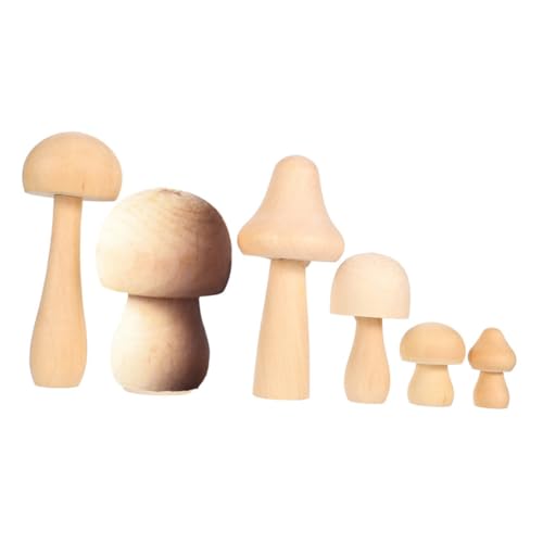 ULDIGI 6 Stück Teiliges DIY Holzpilz Bastelset Natürliche Unlackierte Pilzfiguren für Bemalbare Holzdeko Kreative Desktop Ornamente Fördert Handfertigkeit und Konzentration ULDIGI 6 Stück Teiliges DIY Holzpilz Bastelset Natürliche Unlackierte Pilzfiguren für Bemalbare Holzdeko Kreative Desktop Ornamente Fördert Handfertigkeit und Konzentration von ULDIGI