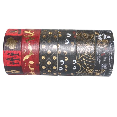 ULDIGI 6 Stück Teiliges Halloween Washi Tape mit Goldprägung Selbstklebendes Dekoratives Klebeband für DIY Scrapbooking Tagebuch Fotoalbum Wiederverwendbar Rückstandsfrei Entfernbar ULDIGI 6 Stück Teiliges Halloween Washi Tape mit Goldprägung Selbstklebendes Dekoratives Klebeband für DIY Scrapbooking Tagebuch Fotoalbum Wiederverwendbar Rückstandsfrei Entfernbar von ULDIGI