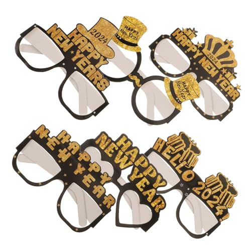 ULDIGI 6 Stück Teiliges Lustige Neujahrsbrillen Partybrille Fotorequisite Neujahrs-accessoire für Silvesterfeiern und Schulpartys von ULDIGI