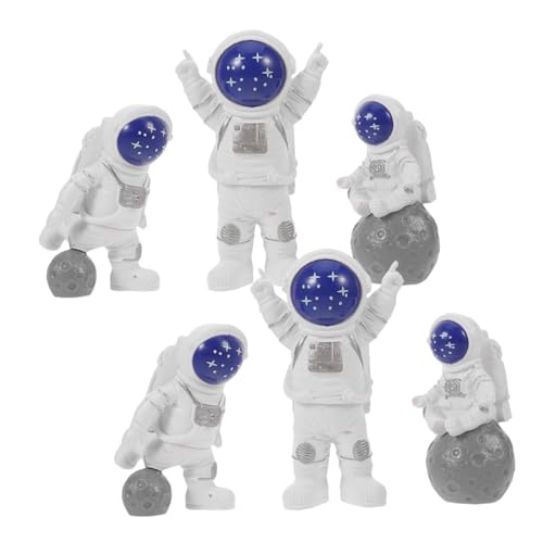 ULDIGI 6 Stück Teiliges Mini Astronaut Resin Figuren Farbenfrohe Weltraum-dekoration für Kindergeburtstag Shower Kreative Kuchendeko und Schreibtisch Ornament Inspirierend und Detailreich von ULDIGI