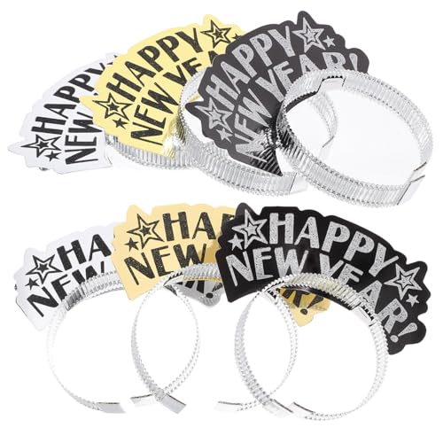 ULDIGI 6 Stück Teiliges Silvester-stirnband Schwarz Gold Glitzer Kopfschmuck Komfortabel für Neujahrsfeier Party-dekoration Happy Year Haarschmuck Festliches Accessoire von ULDIGI