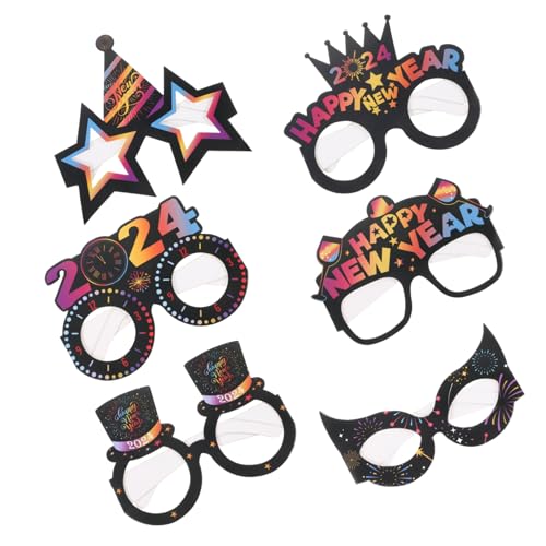 ULDIGI 6 Stück Year Partybrille aus Leichtem Papier Kreative Cosplay Brillen für Silvester-feier und Neujahrs-accessoires Erwachsene von ULDIGI