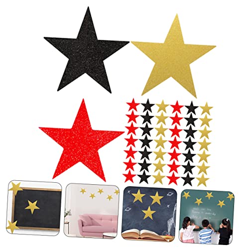 ULDIGI 60 Stück Teiliges Papier Wanddekorationen aus Glitzerpapier Bunte Kindergarten Wandkunst Handgeschnittene Sterne Gold Schwarz und Rot für Klassenzimmer Pinnwandgestaltung von ULDIGI
