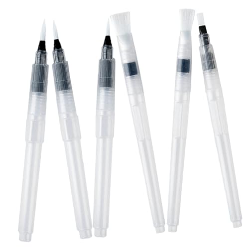 ULDIGI 6Stücke Wasserpinselstift Set Multifunktionale Aquarellmalerei Stifte für Anfänger zum Zeichnen und Kalligraphie mit Praktischem Wassertank für Sauberes Unterwegs von ULDIGI