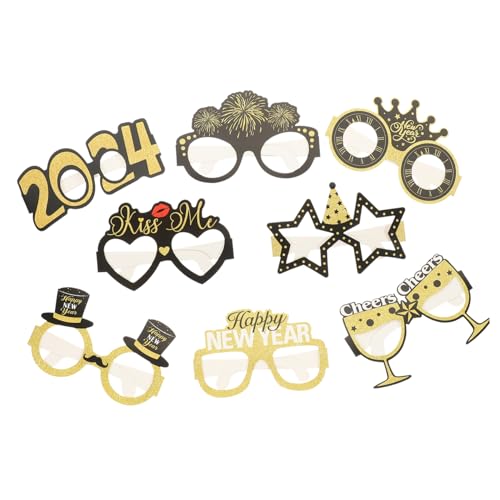 ULDIGI 8 Stück Teiliges Silvester Partybrillen aus Papier Lustige Neujahrsbrille als Fotorequisite und Dekoration Auffällige Partybrillen für Neujahrsfeier und Familienfest von ULDIGI