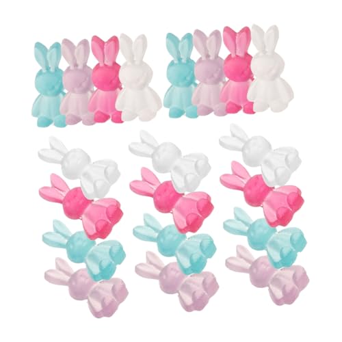 ULDIGI 80 Stück Teiliges Resin-hasenperlen in Candy-farben Flache Charms mit Glatter Oberfläche DIY Schmuckzubehör für Armbänder und Halsketten Lebendige Farben Weiß Rosa Grün Lila von ULDIGI