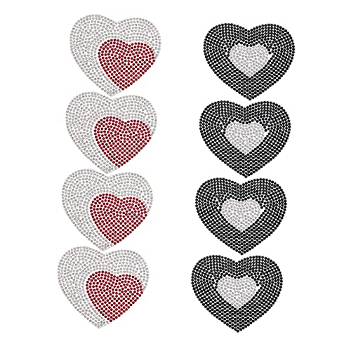 ULDIGI 8Stücke Teiliges Herzförmiges Strass Patch Dekorative Bügelbilder für Kleidung und Taschen Hautfreundliche Anwendung zum Basteln und Verschönern von Outfits von ULDIGI