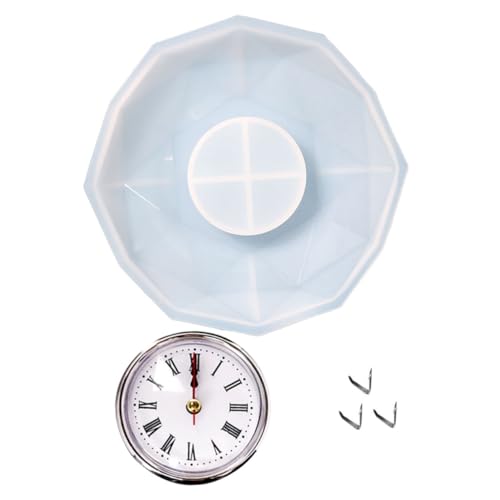ULDIGI DIY Uhr Silikonform Polygon Facetten Uhr DIY Handwerk Gießform für Epoxidharz Basteln Flexible Reißfeste Silikonform mit Glatter Innenfläche für Einfache Entformung Geschenkidee von ULDIGI