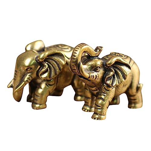 ULDIGI 2 Stück Kleine Elefantenfiguren Aus Messing Miniatur-tierstatuen Für Dekoration von ULDIGI