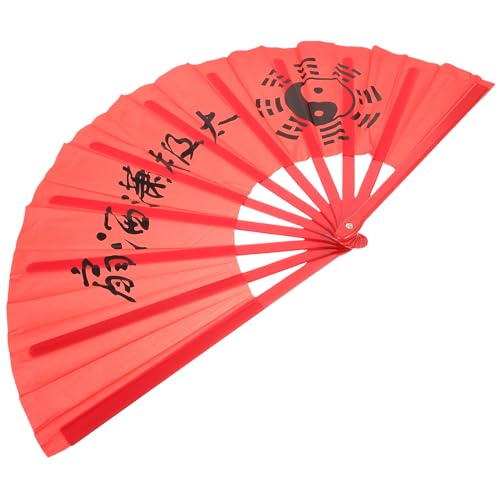 ULDIGI Faltbarer Chinesischer Tai Chi Tanzfächer aus Kunststoff Lauter Klapper Handfächer für Kung Fu Performance Tragbarer Party Fächer Dekorativer Roter Doppelseiten Fächer für ULDIGI Faltbarer Chinesischer Tai Chi Tanzfächer aus Kunststoff Lauter Klapper Handfächer für Kung Fu Performance Tragbarer Party Fächer Dekorativer Roter Doppelseiten Fächer für von ULDIGI