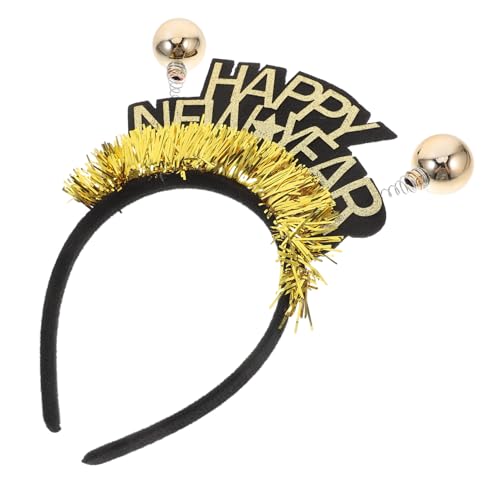 ULDIGI Glänzender Happy Year Haarreif mit Tinsel und Ball Boppers für Erwachsene und Festliches Silvester-accessoire für Foto-requisiten und Partydekoration von ULDIGI
